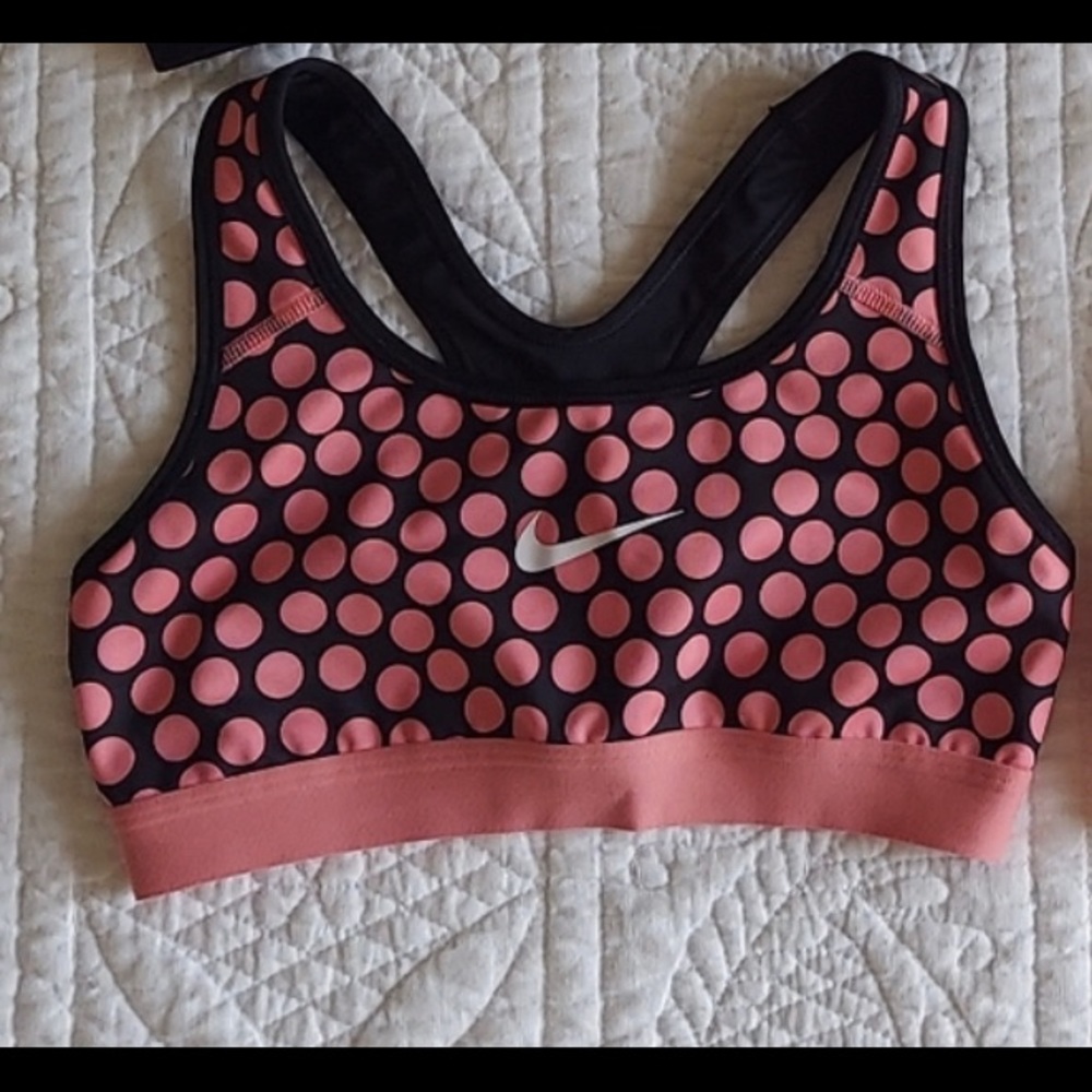 Salmon/black Polk-a-dot XS sports bra